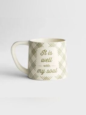 DaySpring Cream Ceramic Mug with Script "It Is Well With My Soul" - NEW